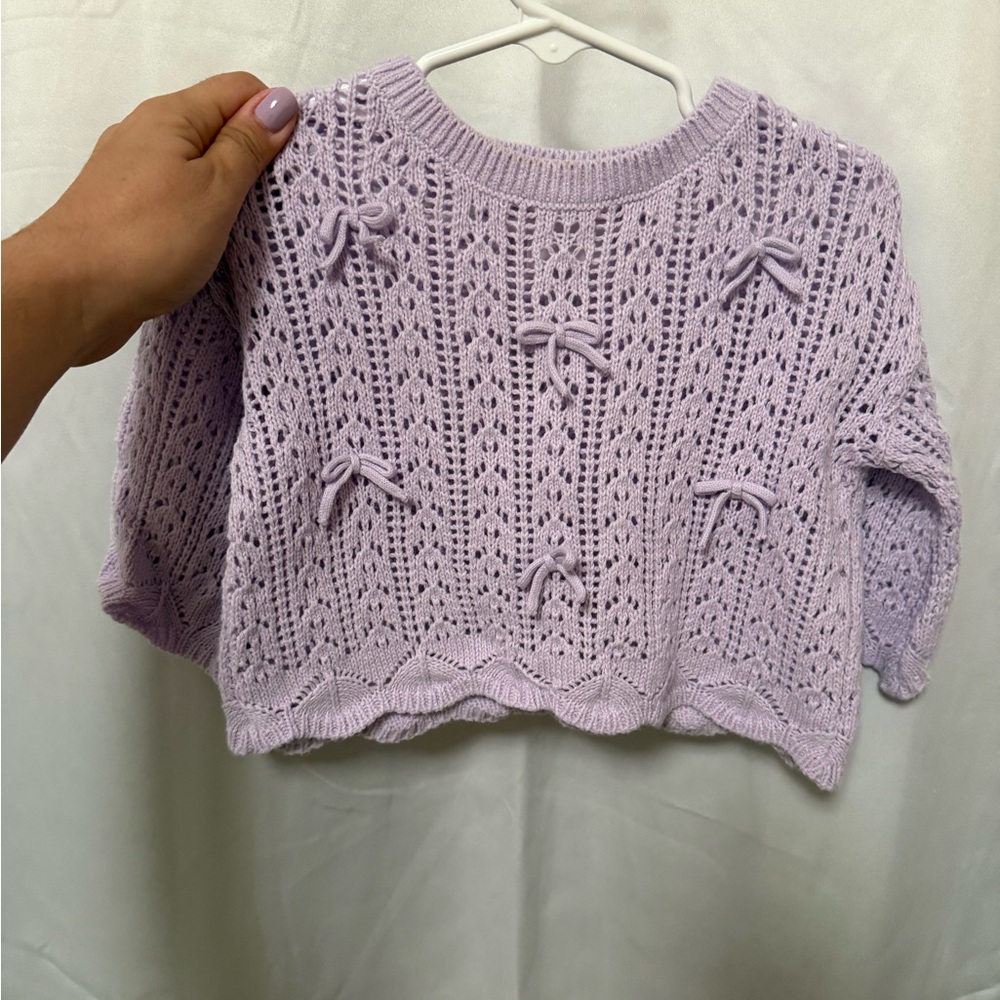 Jumping Beans Lavender Knit Sweater with Bow Details